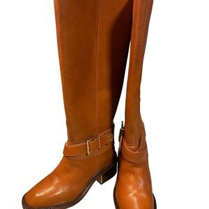 Vince Camuto Gini Women's Leather Wide Calf Tall Boots Brown Size US 5.5M EU36